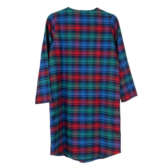 Lands End Flannel Nightgown Girls 10 Plaid Red Green Blue Long Sleeve Winter - Picture 5 of 5